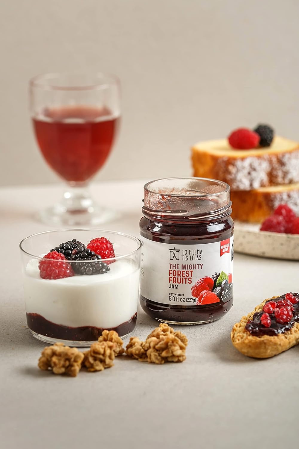 No Sugar Added Jams - 6 X 8 Fl. Oz - Strawberry, Pineapple, Forest Fruit, Apricot, Fig, Apple - Made In Greece, No Preservatives
