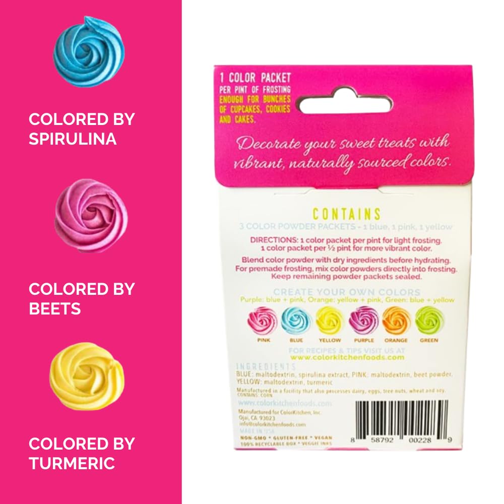 Color Kitchen Food Coloring (3 Colors) - Plant-Based Colors | Artificial Dye-Free | Gluten-Free | Non-Gmo | Kosher | Vegan | Col
