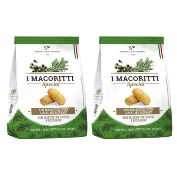 I Macoritti Special Breadsticks with Rosemary and Capers | Dip & Bread Sticks Snacks - Authentic Italian bread Snack, Oven-Baked