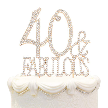 Hatcher Lee Bling Crystal Fabulous And 40 Birthday Cake Topper - Best Keepsake | 40Th Party Decorations Gold