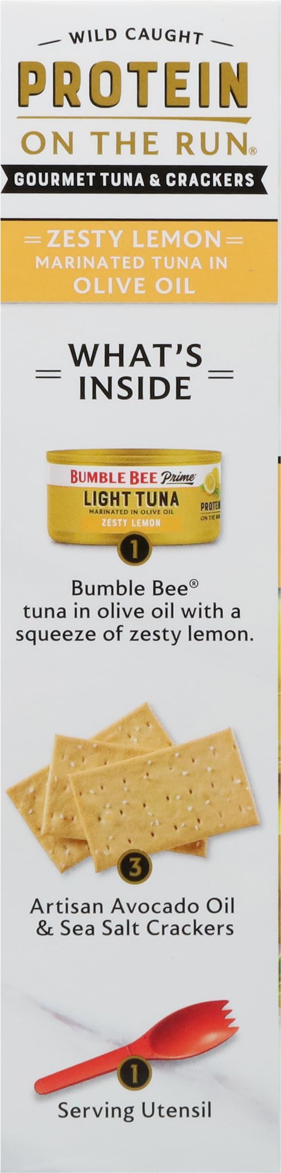 Bumble Bee Prime Protein on the Run Tuna Snack Kit - Gourmet Tuna Marinated in Olive Oil & Zesty Lemon with Crackers and Serving