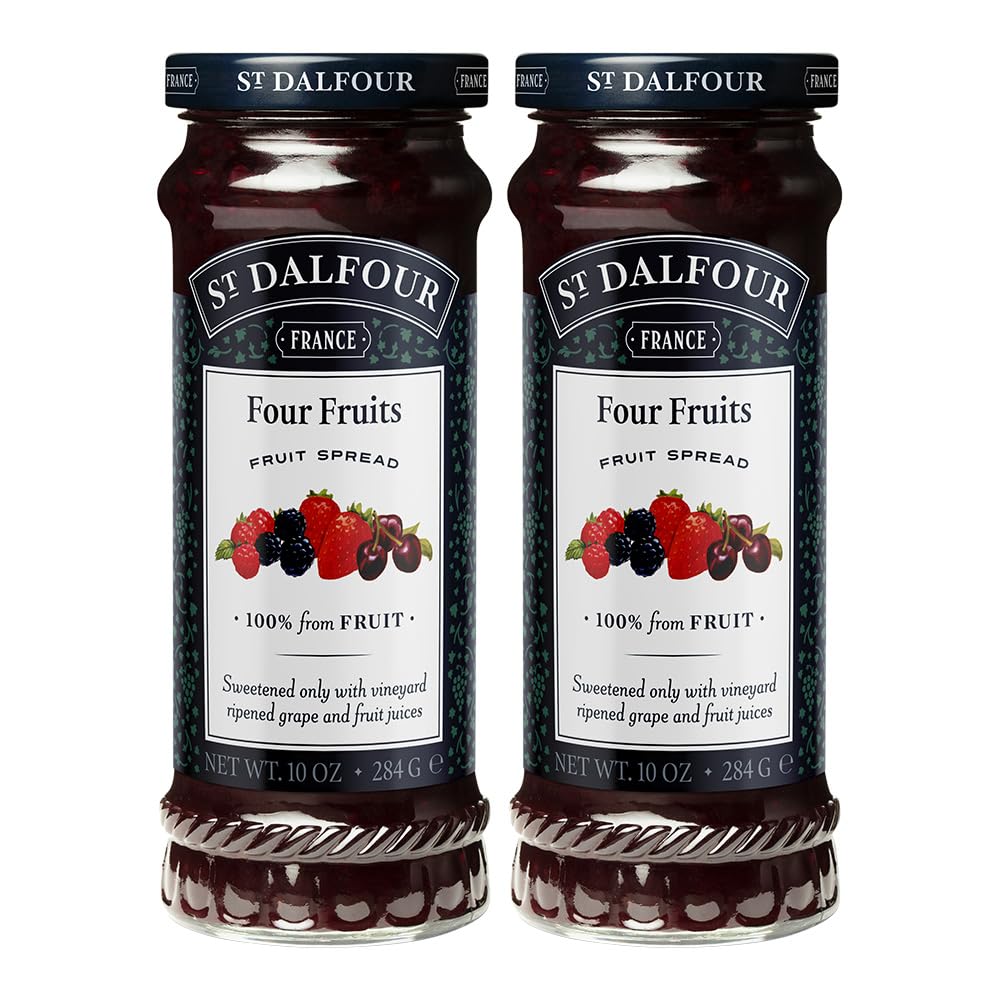 St. Dalfour Four Fruits Fruit Spread - 10oz - 100% from Fruit, No Artificial Ingredients, Non-GMO, No Cane Sugars, All Natural -