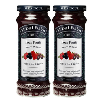 St. Dalfour Four Fruits Fruit Spread - 10oz - 100% from Fruit, No Artificial Ingredients, Non-GMO, No Cane Sugars, All Natural -