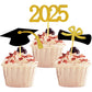 YuBoBo Graduation Cupcake Toppers, 48 PCS Food Picks, Gold, Paper, Grad Cap & Diploma Decorations