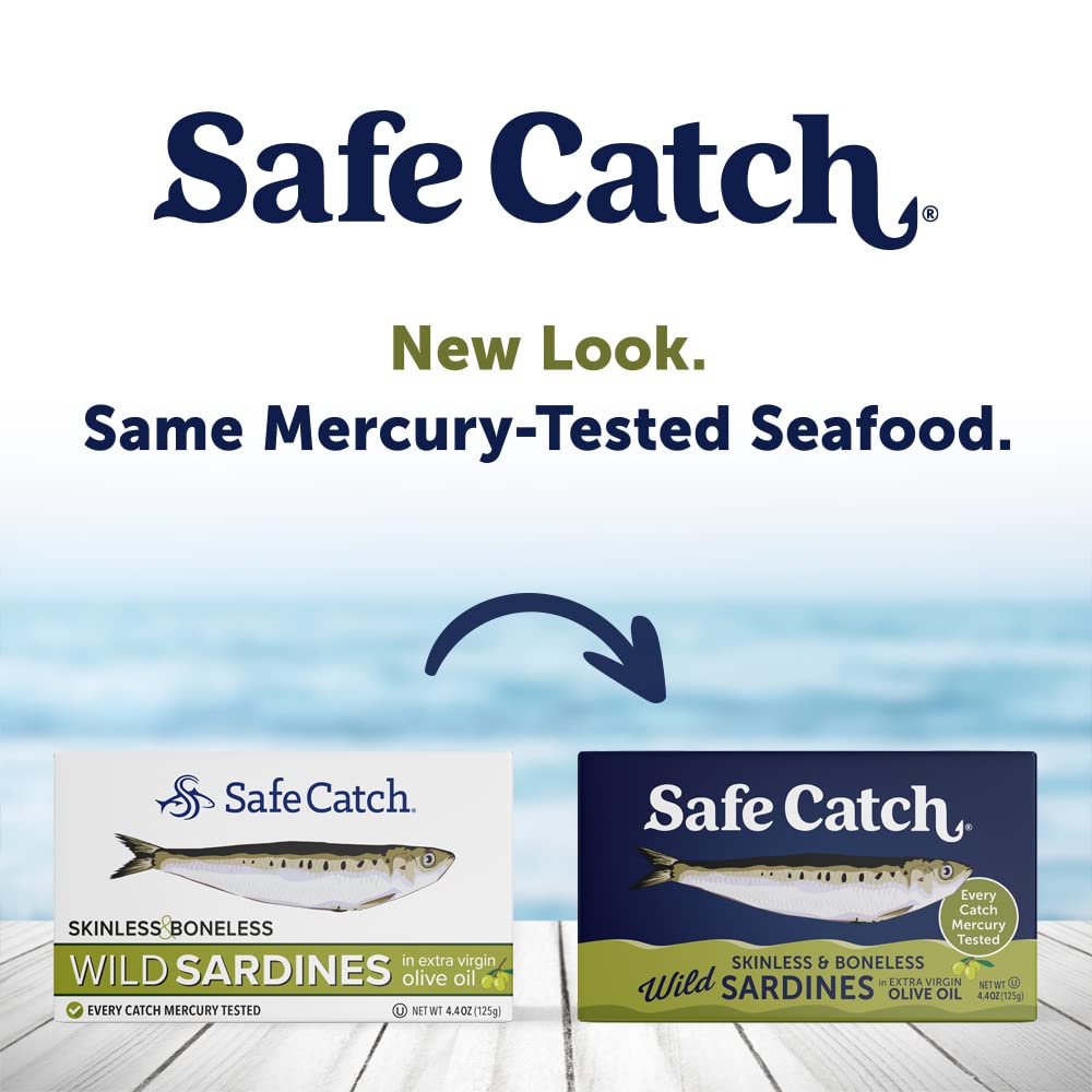 Safe Catch Wild Sardines in Extra Virgin Olive Oil Wild-Caught Skinless Boneless Sardine Fillets Lowest Mercury Limit, Keto Food