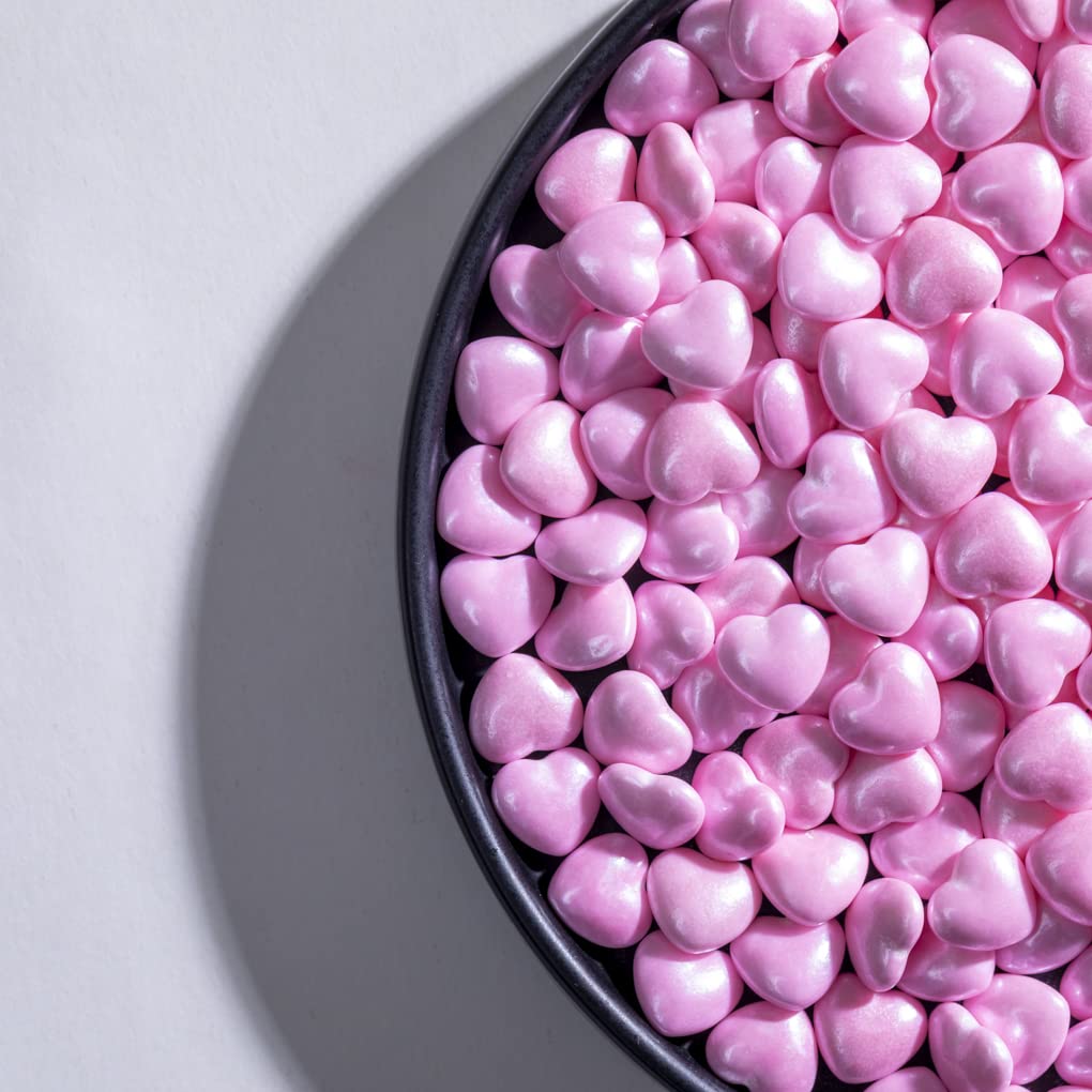 Pink Sprinkles,Heart-Shaped Cake Sprinkles 130G /4.6Oz Cookie Sprinkles,Sugar Pearl, Edible Candy Pearls For Cake 1Cupcake Decor