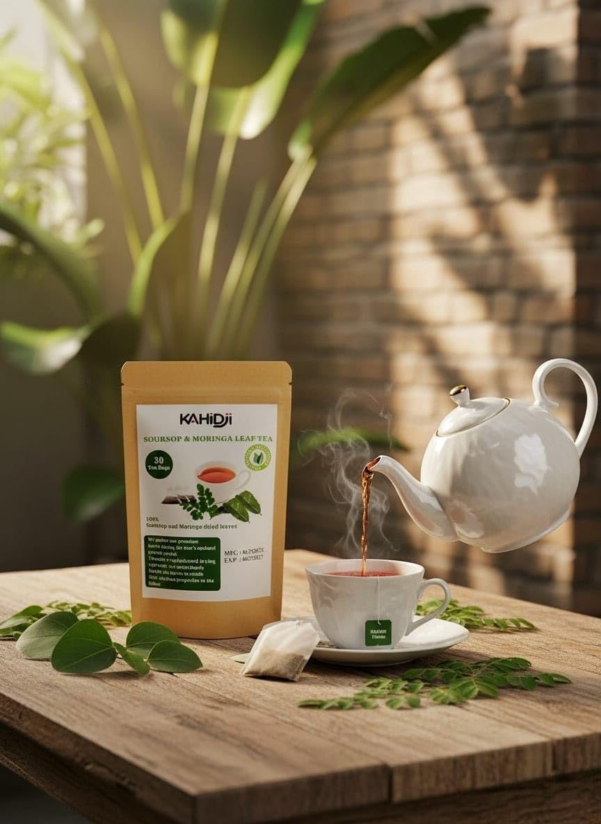 KAHIDJI Soursop & Moringa Leaves Tea - 30 Teabags - Green - Antioxidant-Rich Herbal Tea