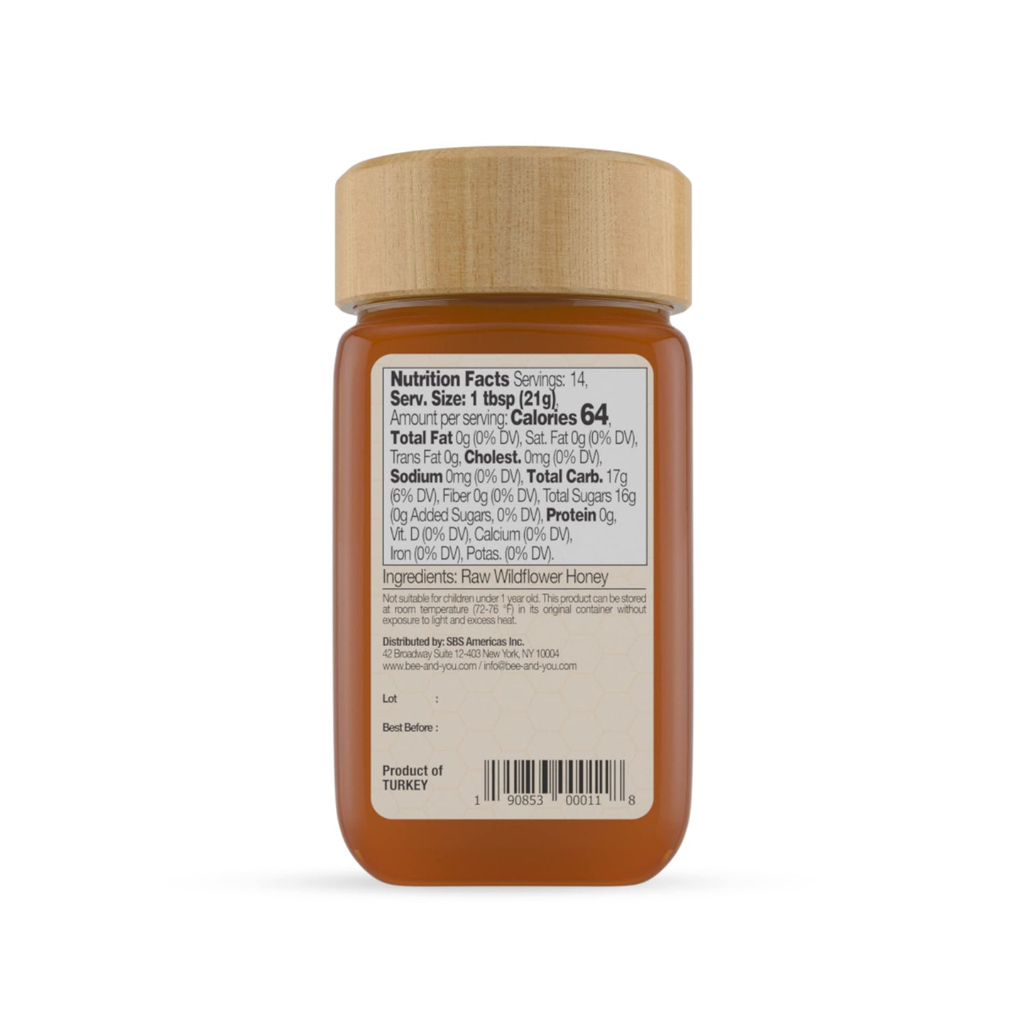 Bee And You Raw Wildflower Honey, 100% Natural, Wildcrafted, Polyflora And Unprocessed, Active Enzymes, Antioxidants, Ou Kosher,