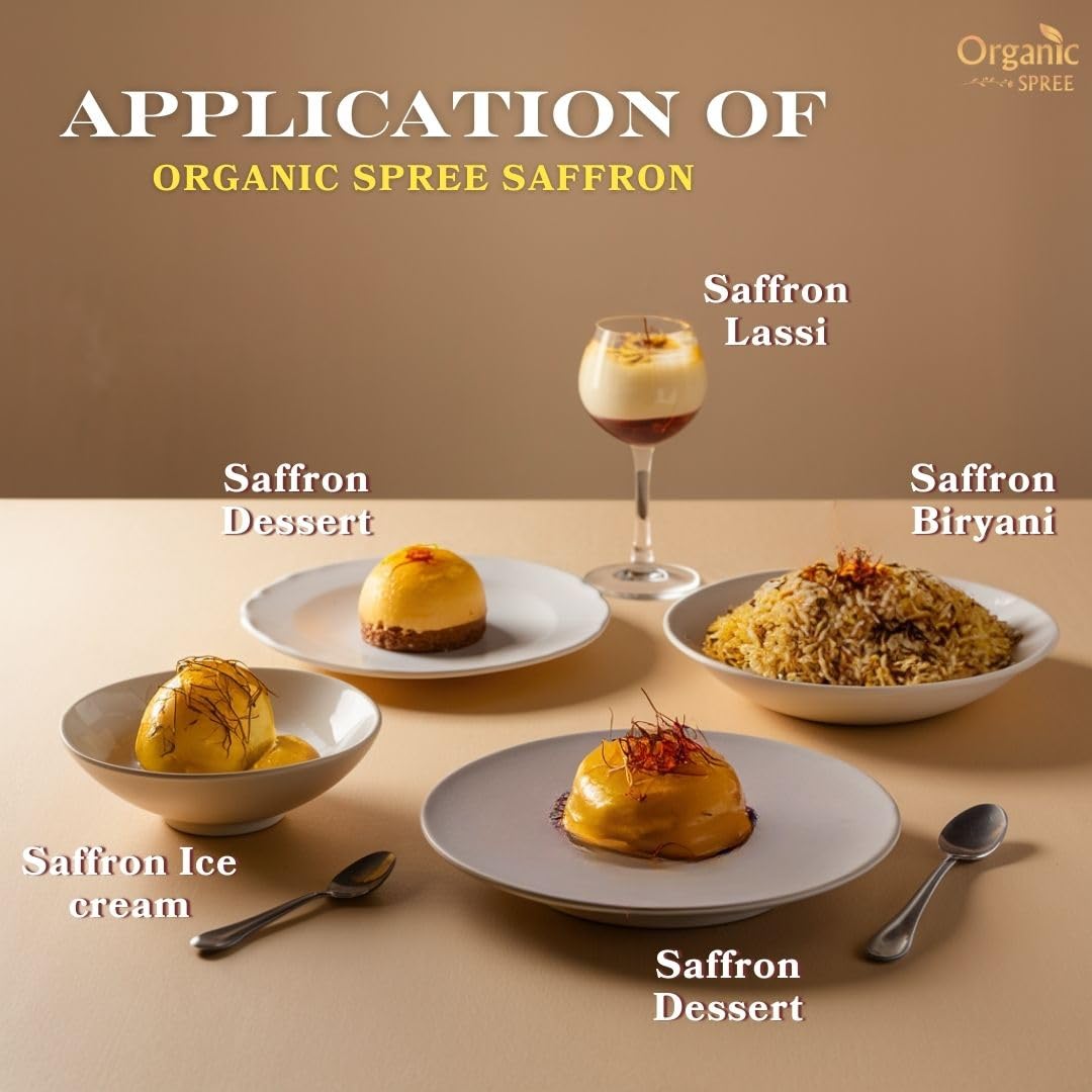 Organic Spree Kashmiri Saffron Kesar, Certified Grade A++, 1gm (0.035oz), Pure and Natural, Pack of 2