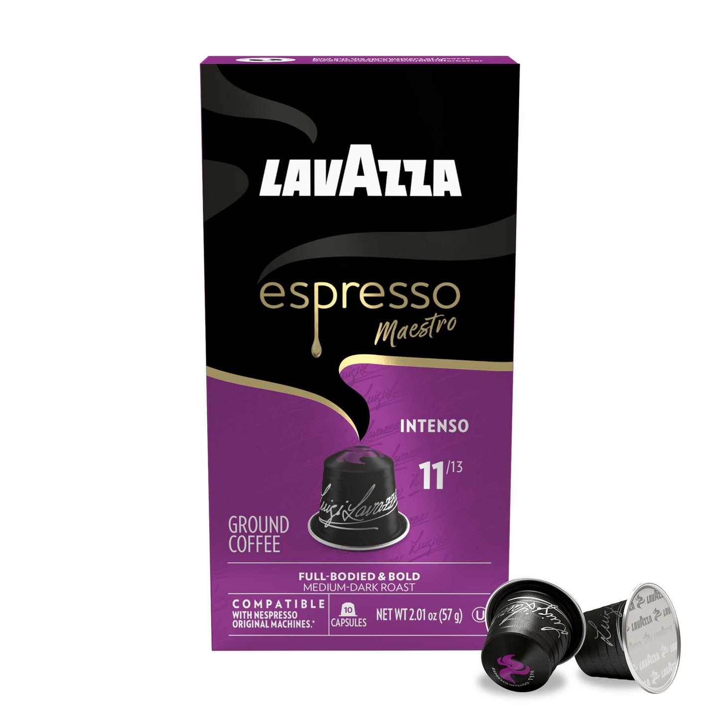 Lavazza Espresso Maestro Intenso Aluminum Capsules Compatible with Nespresso* Original Machines  Medium-Dark Espresso Roast  Arabica and Robusta (120 Capsules)