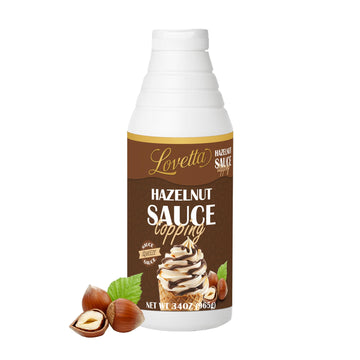 Lovetta Hazelnut Chocolate Sauce Bulk 34Oz (1L) Bottle - Smooth Gourmet Hazelnut & Milk Chocolate Dessert Drizzle  Rich Nutty Topping For Crepes  Waffles  Ice Cream  Coffee & Pastries - Ready To Use