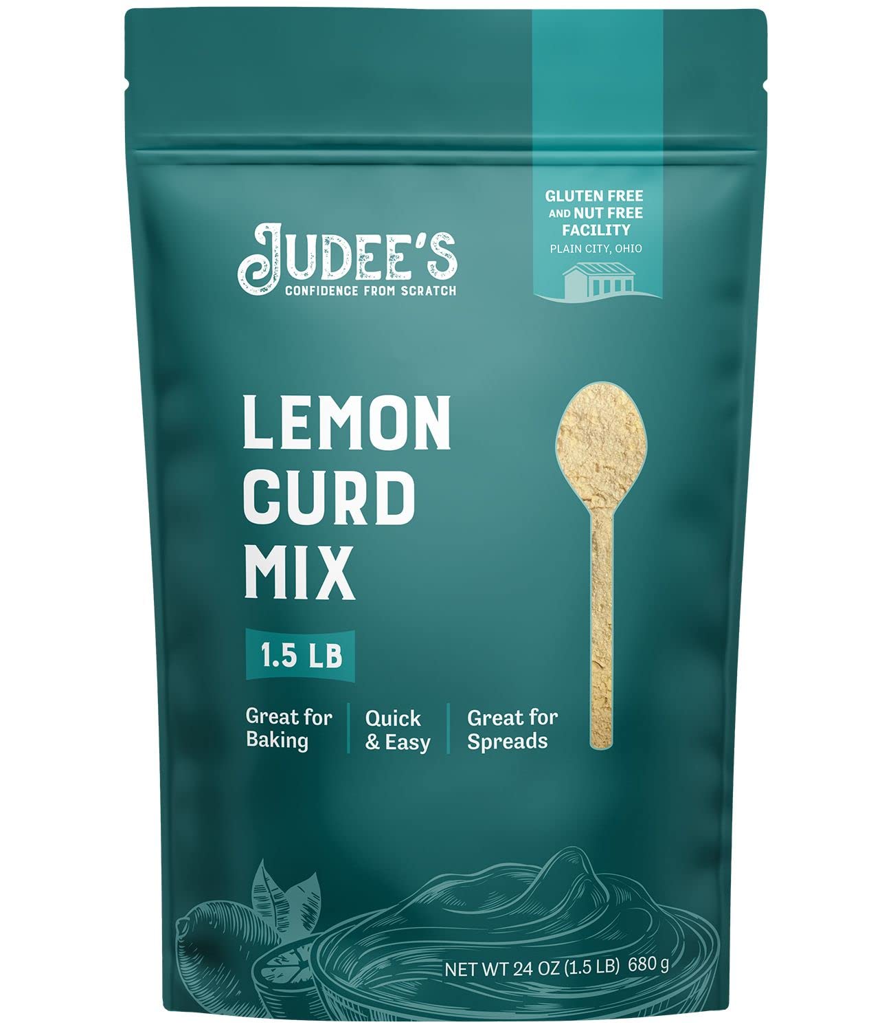 Judees Lemon Curd and Mousse Mix, Gluten-Free, 24 Ounce, Nut-Free, Made in USA