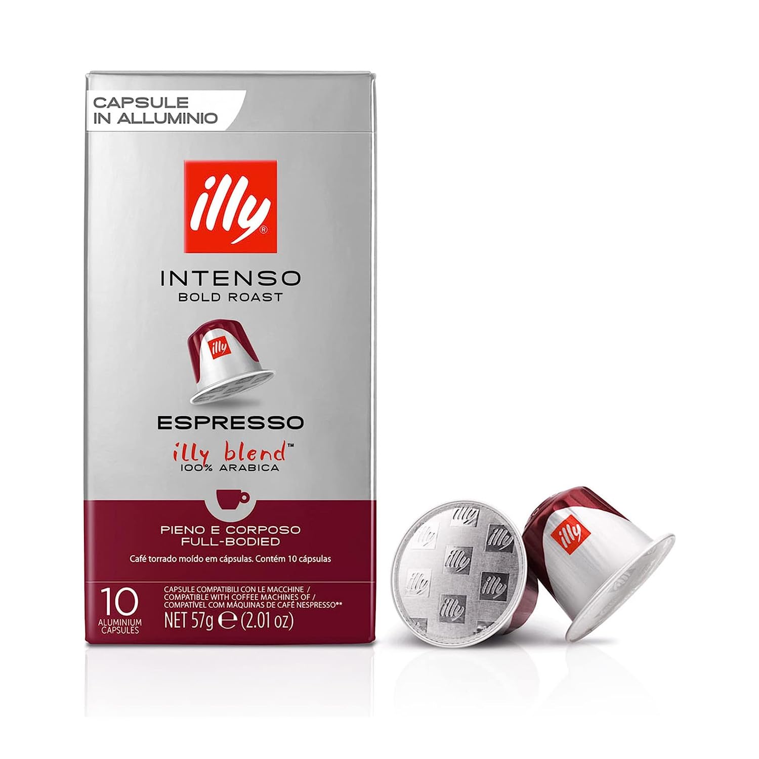 illy Aluminum Espresso Capsules - Intenso Bold Roast Coffee - Compatible with Nespresso - 10 Count (Pack of 10)