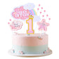 Kawailay Baby Girl 1St Birthday Cake Decoration Set First Birthday Cake Topper With Rainbow Clouds Stars Cake Picks One Year Old