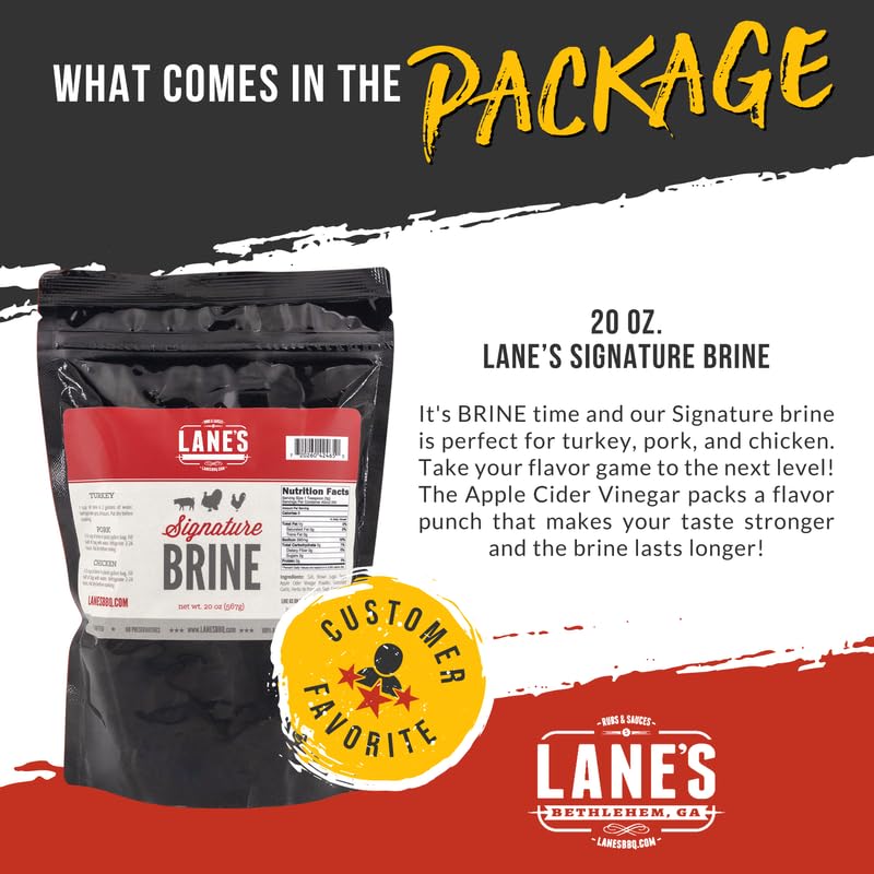 Lanes Signature Brine, Large Turkey Brine Seasoning Enough Brine For 2 Soaks, 100% Natural, No Preservatives, No-Msg, Gluten-Fre