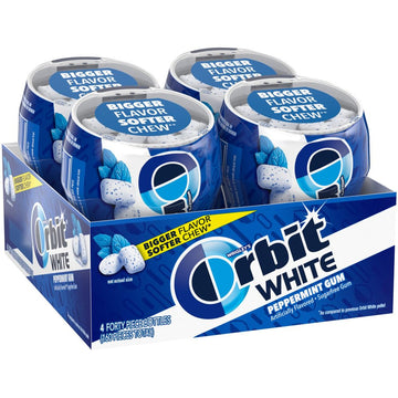 Orbit Gum White Peppermint Sugar Free Chewing Gum Bulk Pack, 40 Piece Bottle (Pack Of 4)