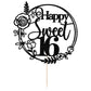 Rose Gold Glitter Happy Sweet 16 Cake Topper - Happy 16Th Birthday Cake Decor - Hello 16, Cheers To 16 Years Birthday Party Deco