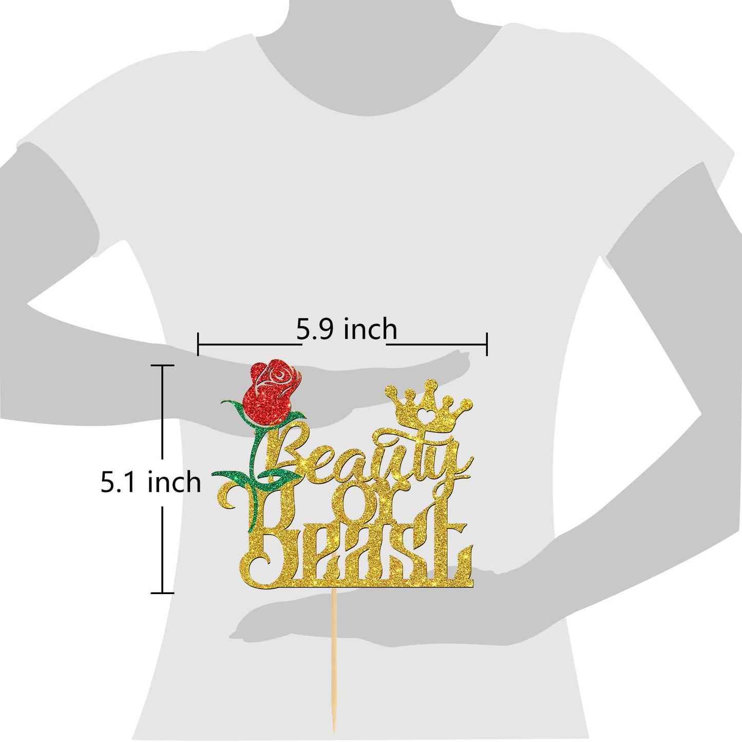 Helewilk Beauty Or Beast Cake Topper, He Or She, Glittery Boy Or Girl Baby Shower, Gender Reveal Party Decorations Supplies