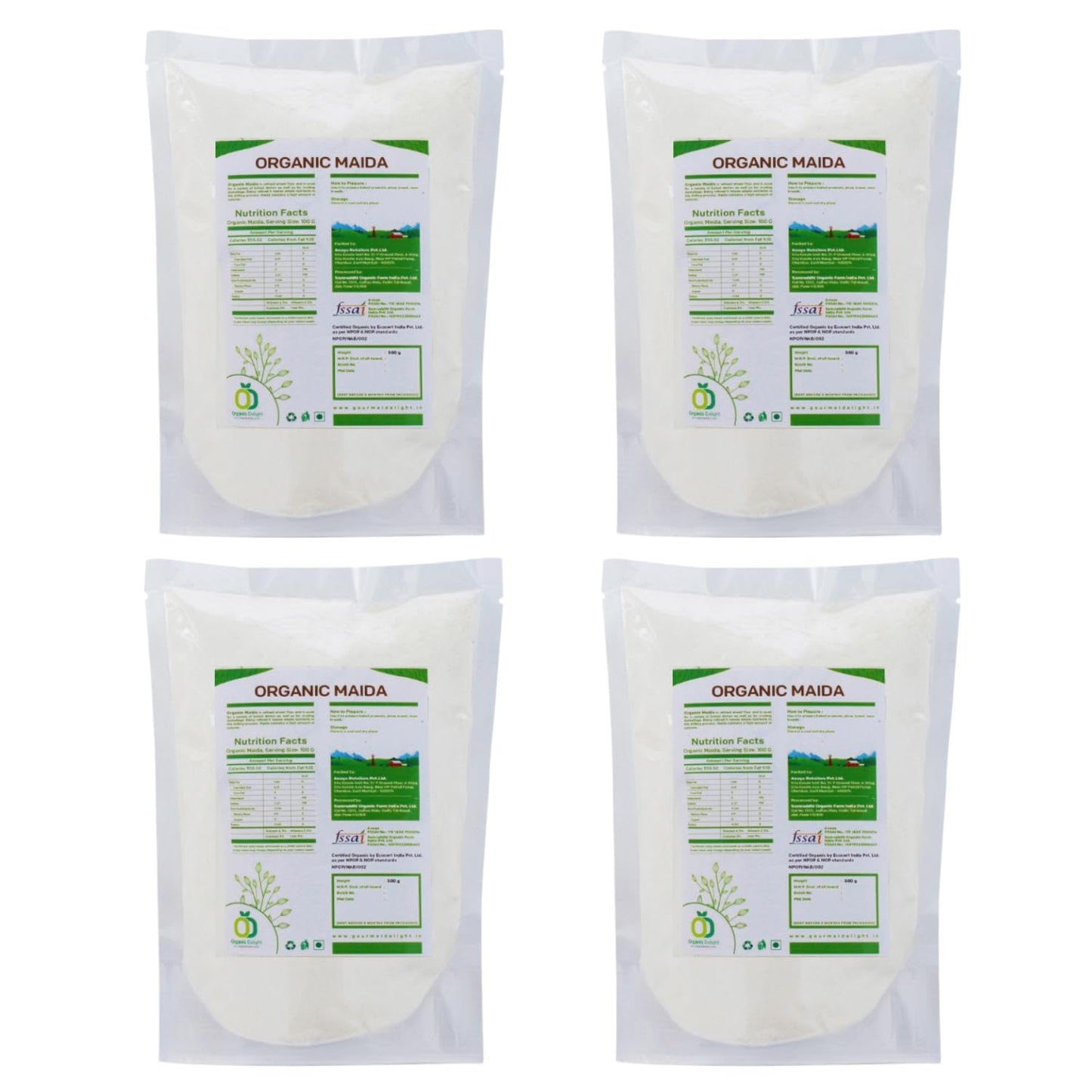 Organic Delight Maida (2Kg) 100% Natural - Usda Certified - All Purpose Flour For Baking And Cooking Like Breads, Biscuits, Cake