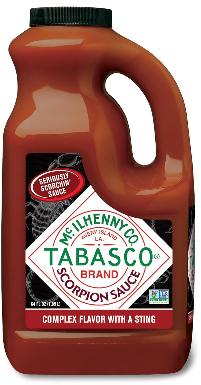 TABASCO Brand Scorpion Sauce, Fiery & Intense Hot Sauce, Bulk Plastic Jug, Bold & Hot, Scorpion Pepper, Guava & Pineapple Blend,