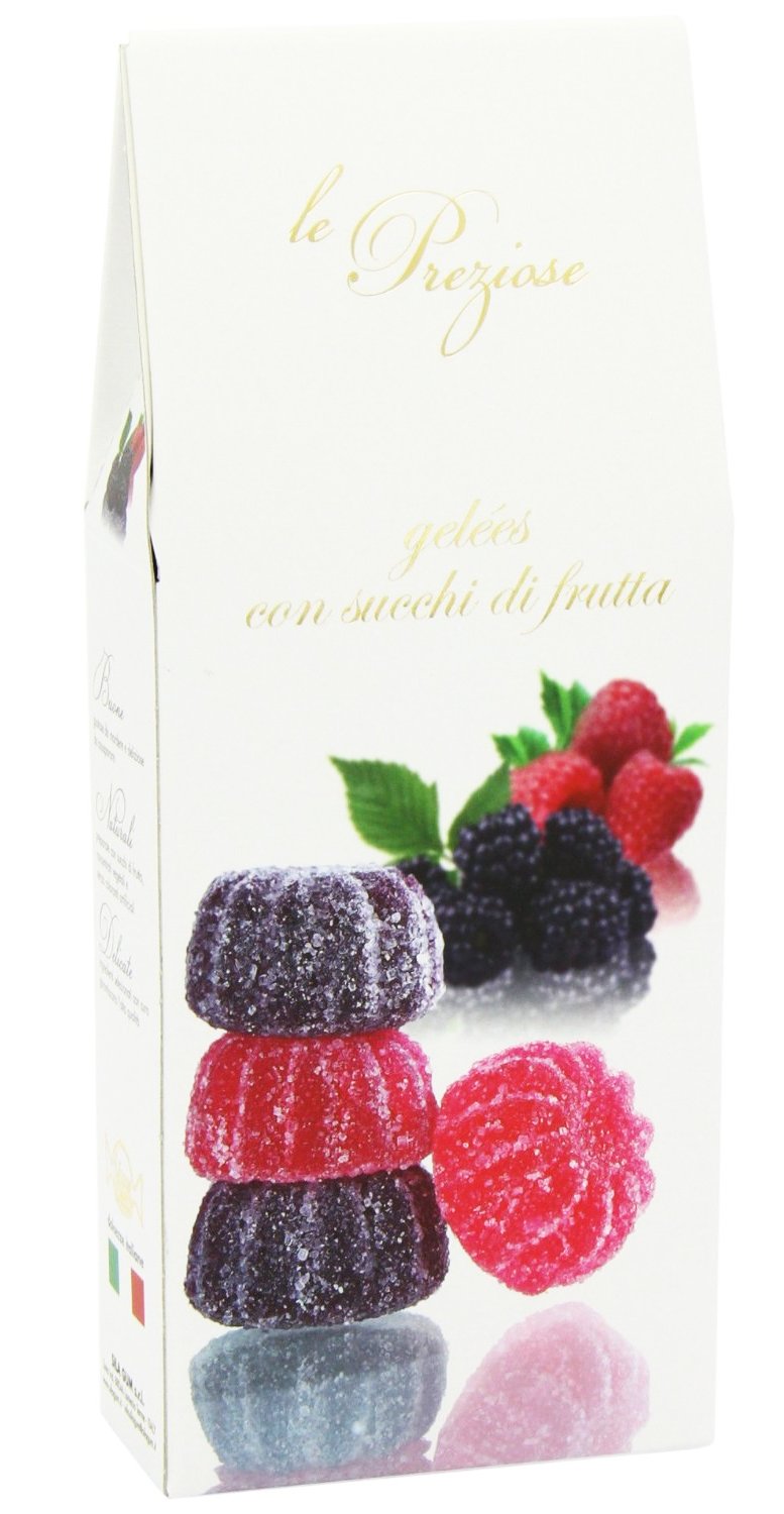 Le Preziose Italian Fruit Jelly Sweets With Fruit Juice 7.9Oz (Blackberry & Raspberry)