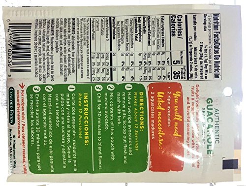Concord Authentic Guacomole Seasoning Mix Ets .72 Ounce Each