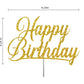 RokAPary Happy Birthday Glitter Cake Topper, Acrylic, Double-Sided, Gold