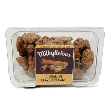 Milkylicious Premium Hand Roasted Cinnamon Glazed Pecans | Plant-Based Snack | 4 Oz