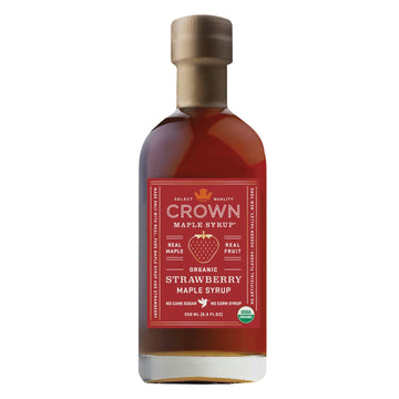 Crown Maple Strawberry Organic Maple Syrup, 8.5 Fl Oz, Pancakes, Waffles, Cocktails, Flavor Marinades