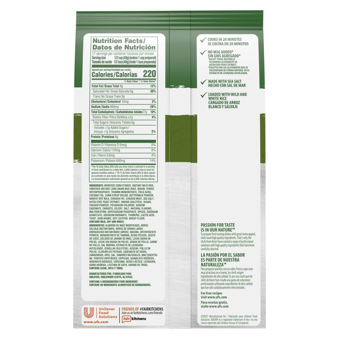 Knorr Professional Soup Du Jour Chicken With Wild And White Rice Soup Mix No Added Msg, 0G Trans Fat Per Serving, Just Add Water