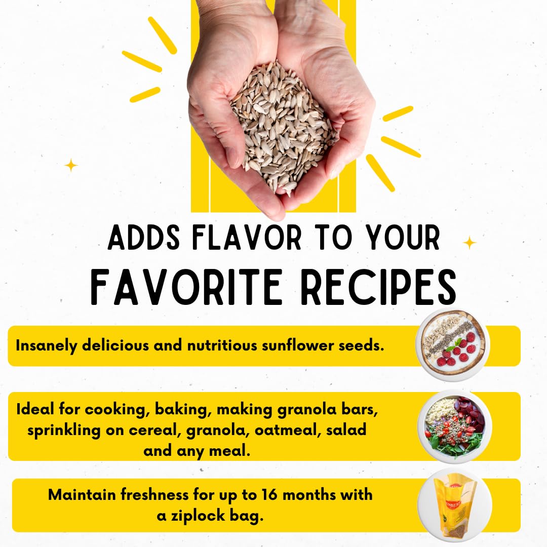 Sunbest Natural Raw Sunflower Seed Kernels 32 Oz (2 Lbs) 1 Pack - Unsalted & Nutritious For Snacking, Cooking, & Baking - Vegan-Friendly - Ideal For On-The-Go & Recipes - Bulk Size For Value