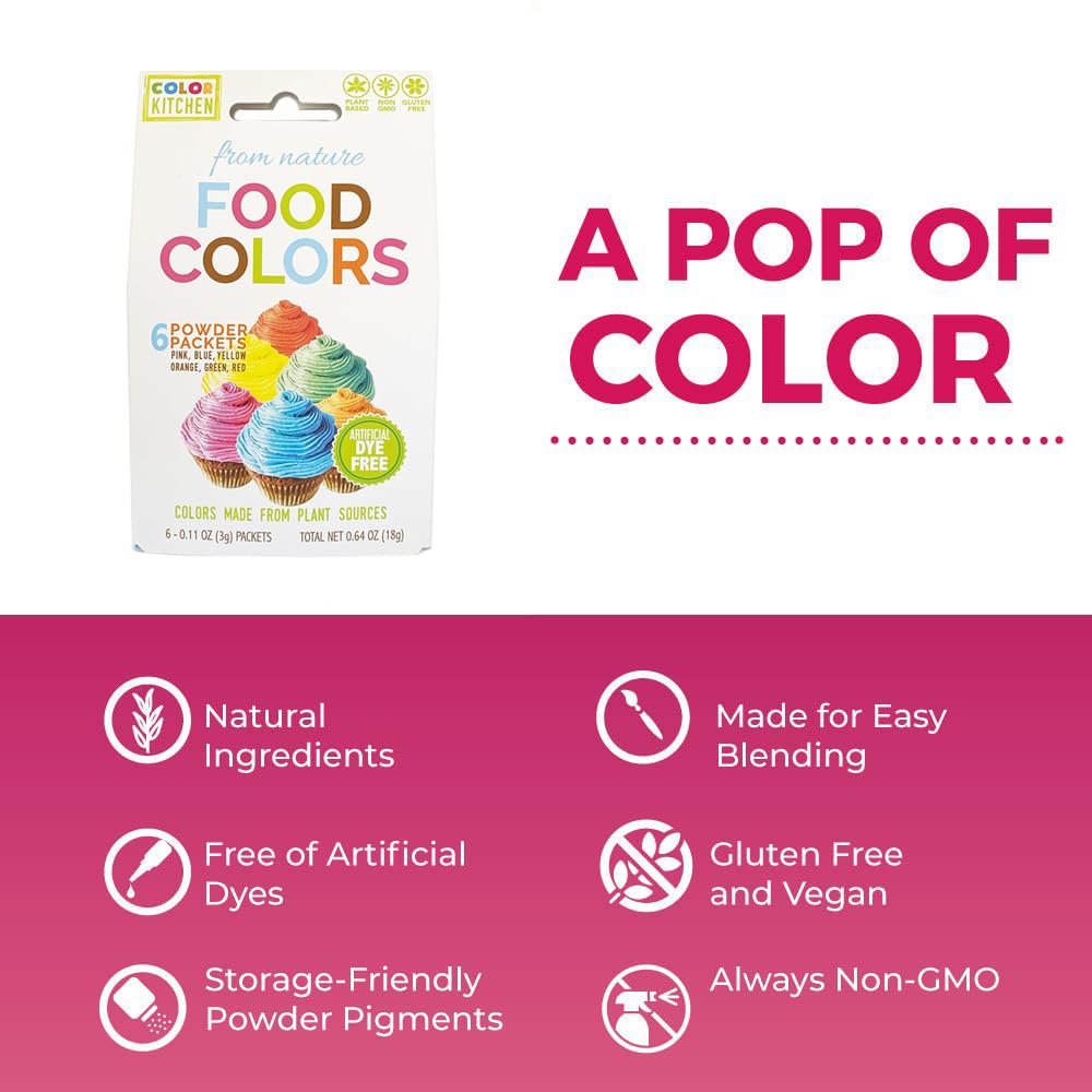 Color Kitchen Food Coloring Vibrant 6 Pack - Plant-Based Colors | Artificial Dye-Free | Gluten-Free | Non-Gmo | Kosher | Vegan |