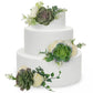 Rinlong Pre-Made 3Pcs Faux Succulent Cake Decorating Flowers Cake Toppers Green Cake Decorations Wedding Birthday Baby Shower Sp