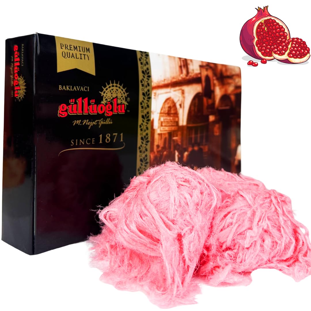 Gulluoglu Candy Floss pomegranate (Pismaniye), Luxury Turkish Cotton Candy, Special Halva Candy 0.55lb (Pomegranate)