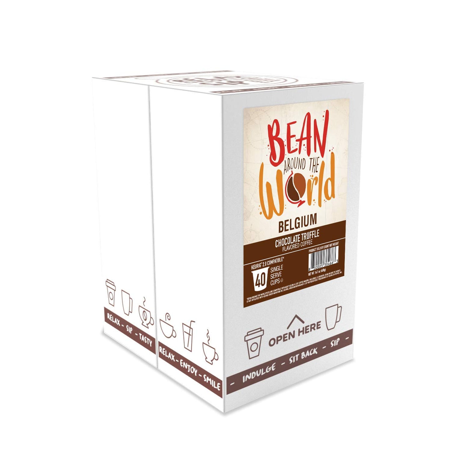 BEAN AROUND THE WORLD Flavored Coffee Compatible with 2.0 Keurig K Cup malt-inspired, Chocolate Truffle, 40 Count