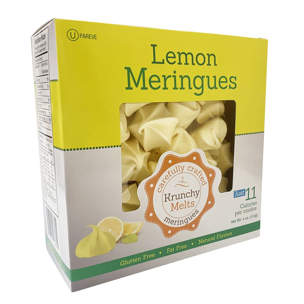 Krunchy Melts Original Meringue Cookies, Lemon Flavor, Fat Free, Gluten Free, Dairy Free, 4 Oz, Yellow