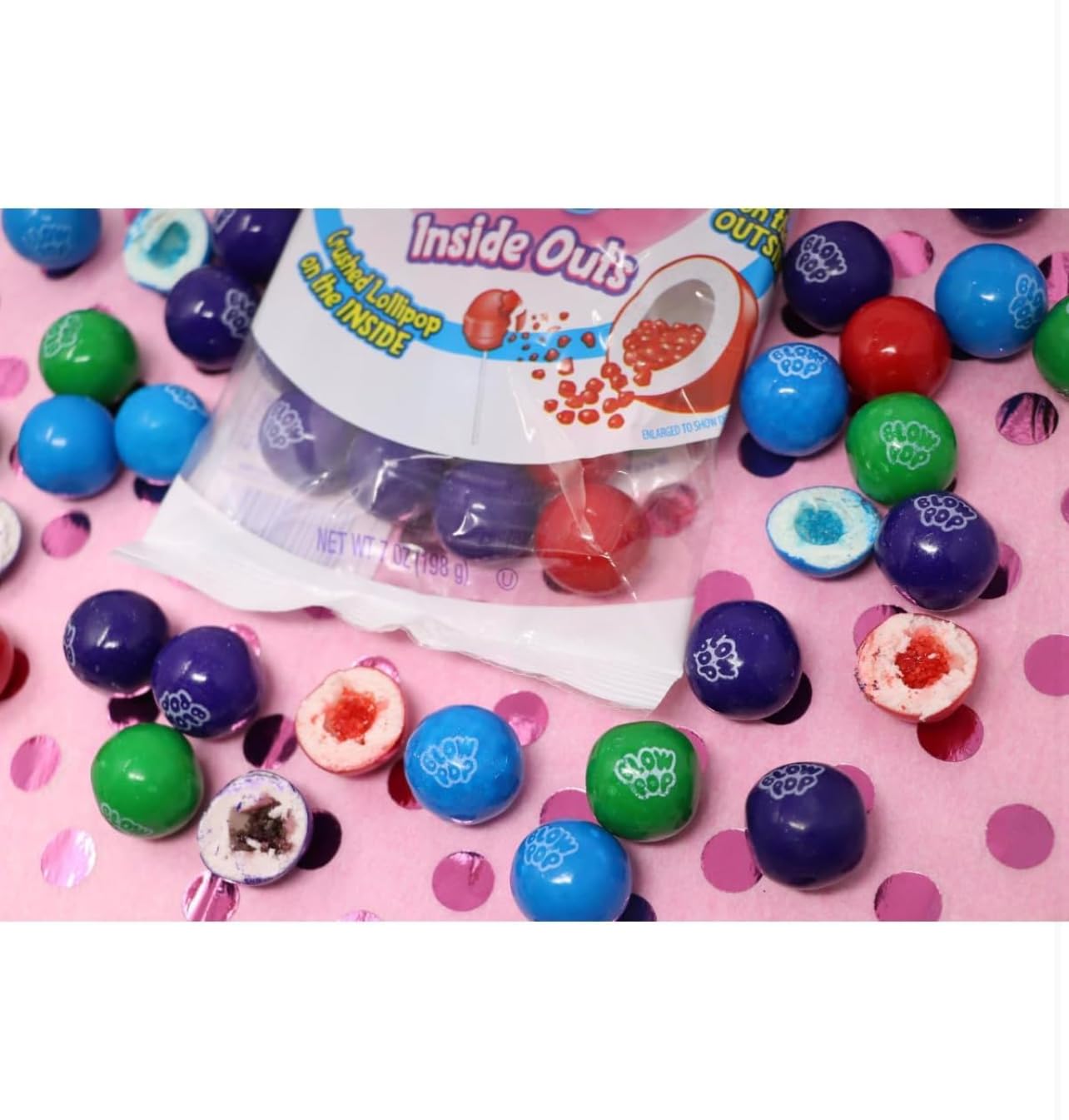 KANDYRIFIK BLOW POPS Gumballs Candy, INSIDE OUTS, 7oz - 1 Pack