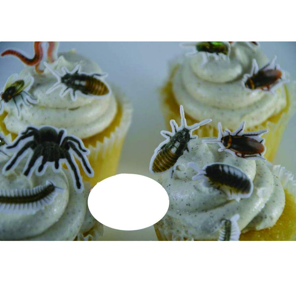 70X Edible Wafer Spider, Bug Cupcake Topper, Pre-Cut Funny Party Cake Decoration