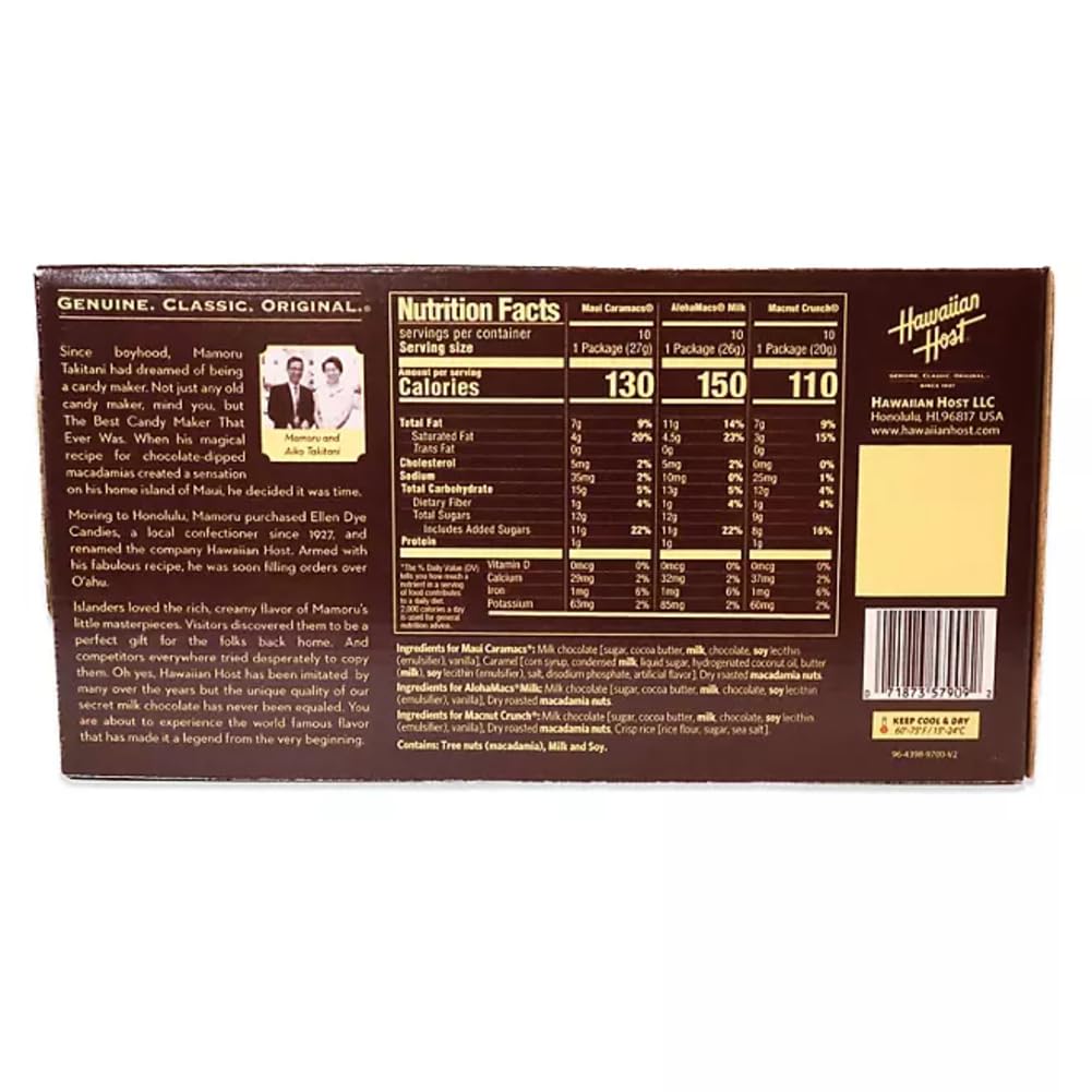 Hawaiian Host Island Trio Chocolate & Macadamia Pack - 3 Piece Set of Delicious Treats
