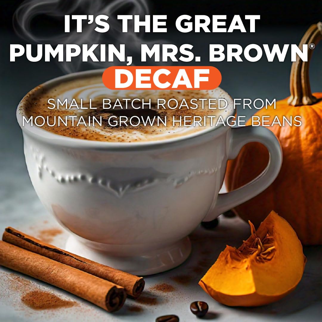 Mauds Decaf Pumpkin Spice Flavored Coffee Pods, 18 ct, Medium Roast Flavored Coffee in Recyclable Single Serve Pods - 100% Arab