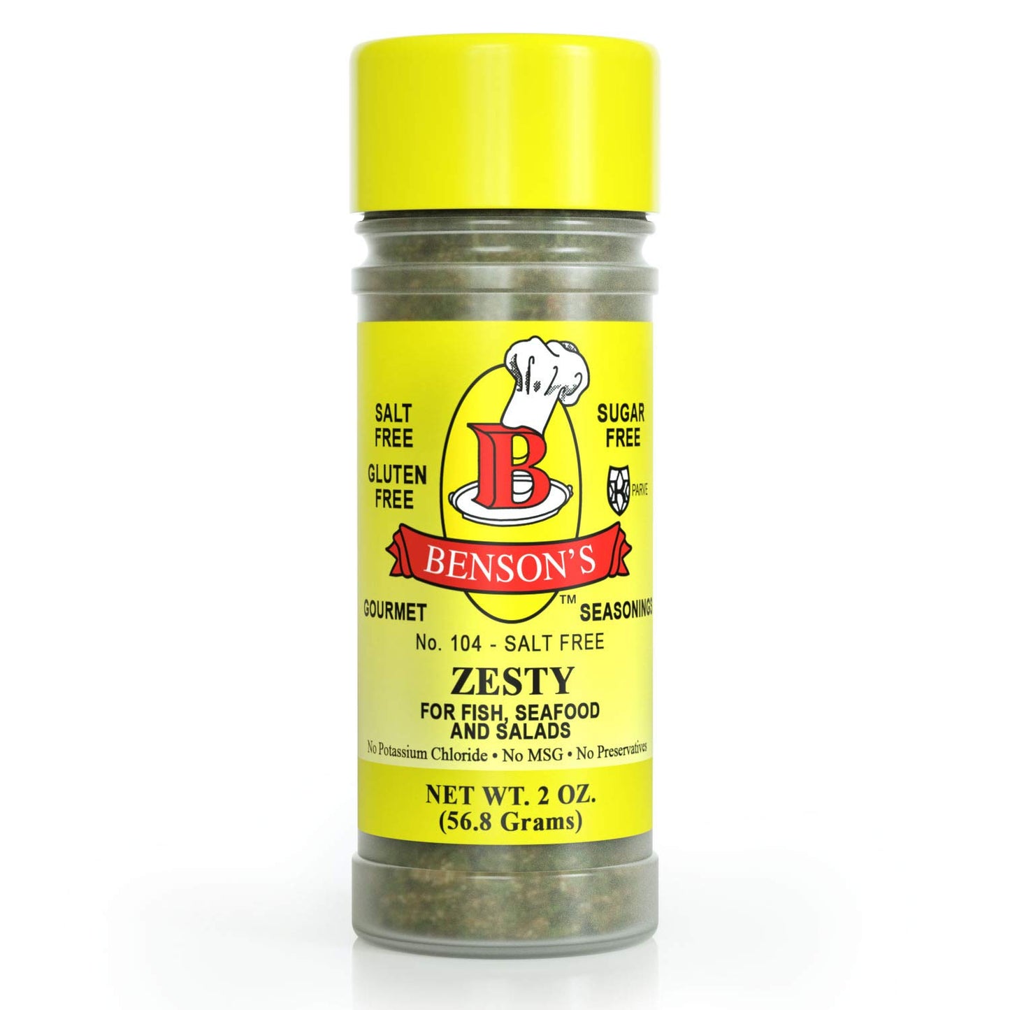 Bensons - Zesty Lemon And Herb Seasoning - Salt-Free, Sugar-Free, Gluten-Free, No Msg, No Preservatives, No Potassium Chloride -