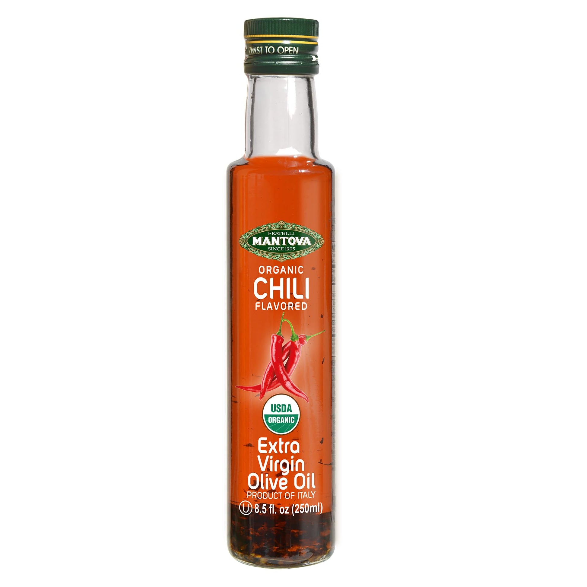 Mantova Organic Extra Virgin Olive Oil with Chili Flavor, 8.5 Fl Oz (Pack of 3), Red