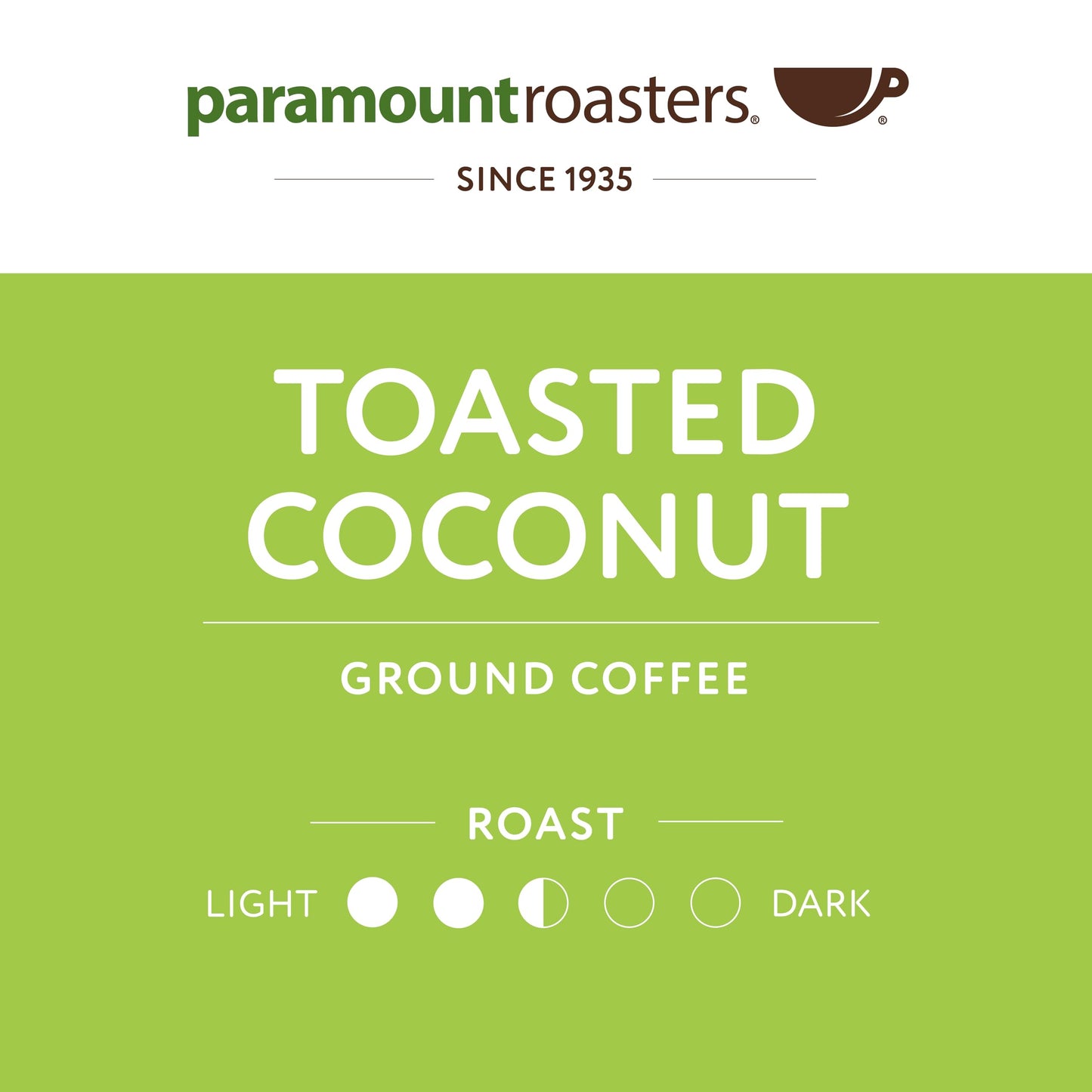 Paramount Roasters Toasted Coconut Ground Coffee, Medium Roast, 12 Ounce Package