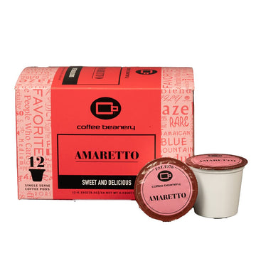Coffee Beanery Amaretto Coffee Pods - Medium Roast Arabica - 12 Count Pack