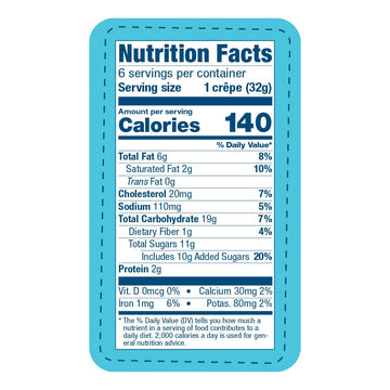 bakerly Chocolate Hazelnut Filled Crepes to go! Non GMO, Free from Artificial Flavors & Colors, Pack of 4, 6-Count (24 Total Cre