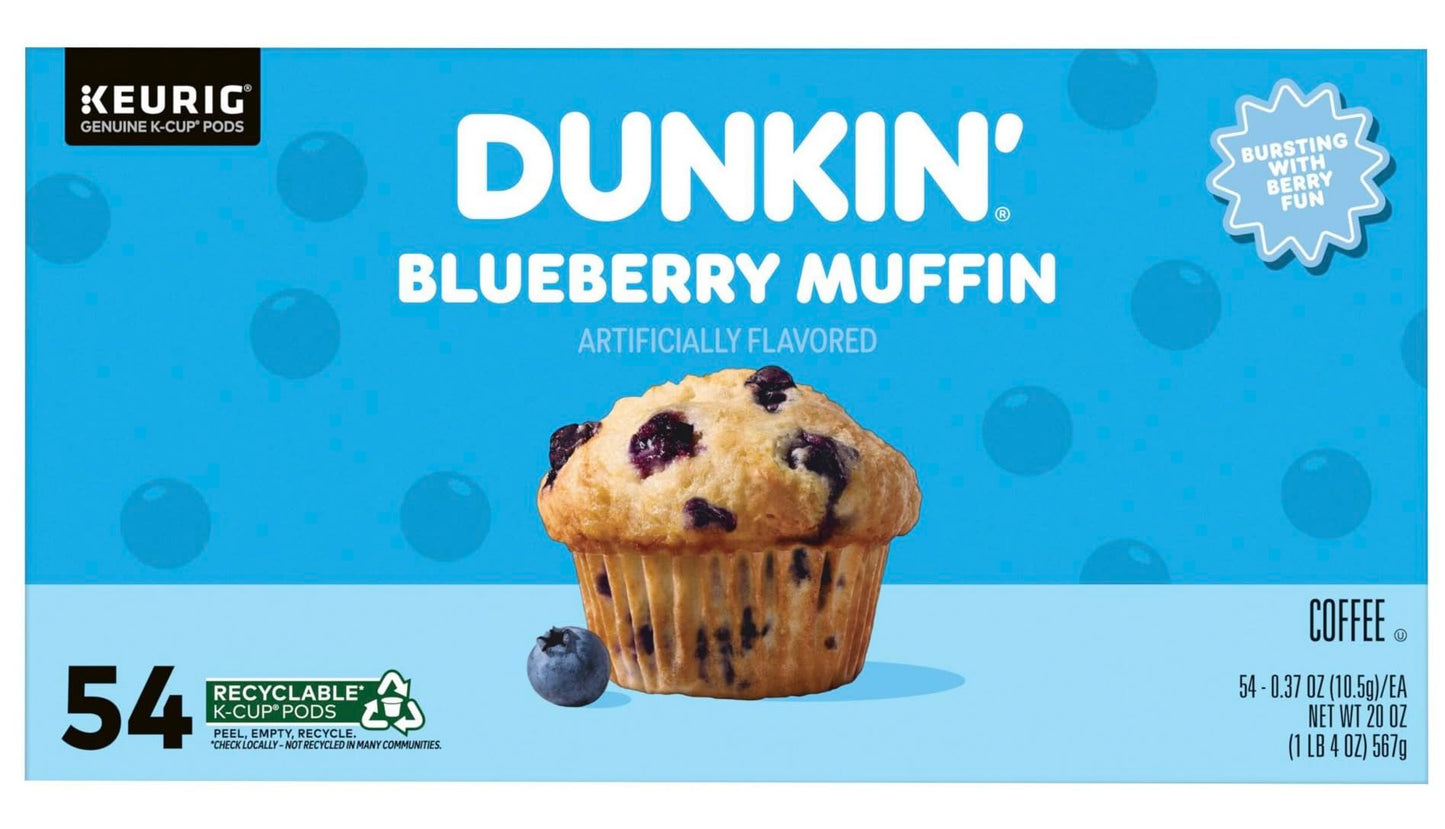 Dunkin Blueberry Muffin Coffee K-Cup Pods, Medium Roast, 54 Count, 20 Ounce Pack