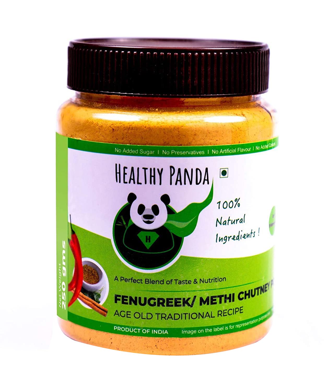 HEALTHY PANDA Fenugreek Chutney Powder Methi Chutney, Metkut Chatni, Molaga Podi, Idly Dosa Chatani, Podi Chutni - 250 Gram, Pack of 2 (500 Grams)