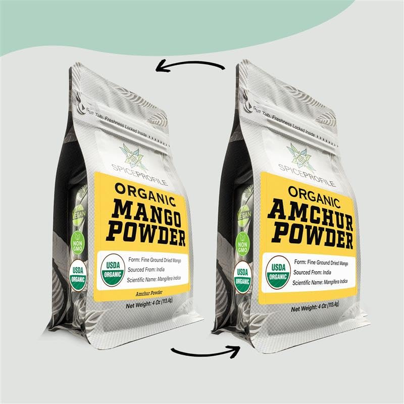 Spice Profile Usda Organic Amchur Powder, Lab Tested For Heavy Metals, Resealable 4Oz Pouch, Amchur Powder, Polvo De Mango