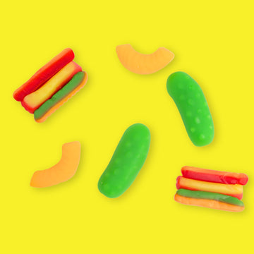 Frankford Gummy Food, Mac And Cheese, Pickle, And Hot Dog Shaped Gummies, Individually Wrapped Candies, (9.17 Ounces)