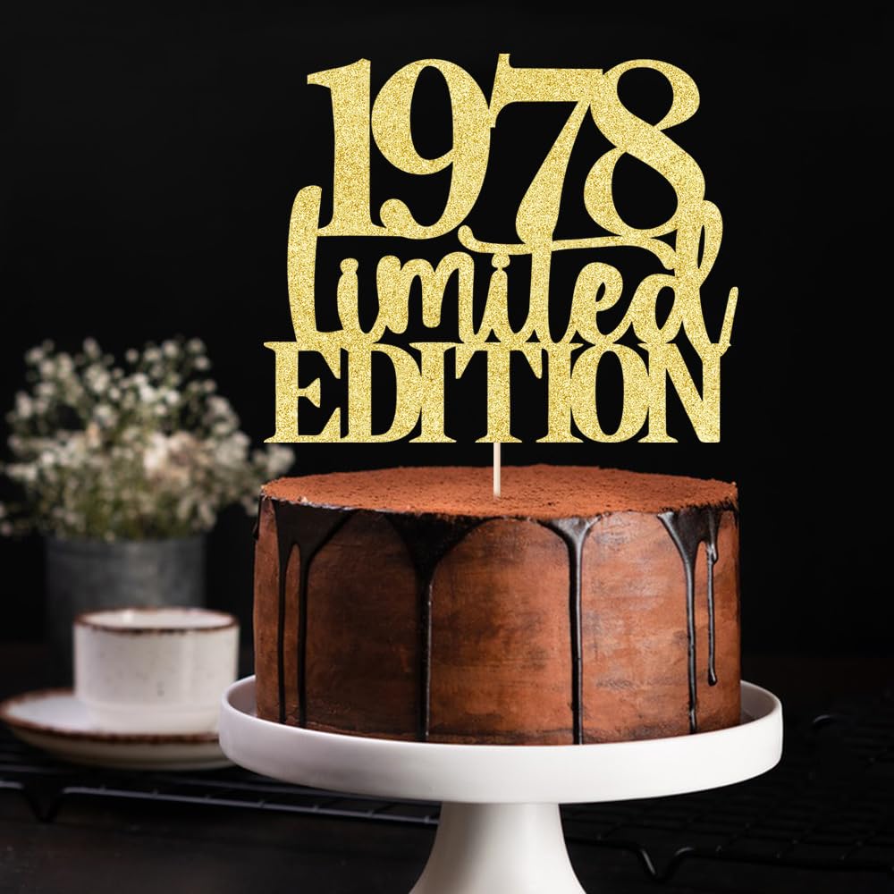 Limited Edition 1978 Cake Topper 47Th Birthday Happy Birthday Cake Topper Men And Women Cheer 47Years Old Handmade Golden Glitte